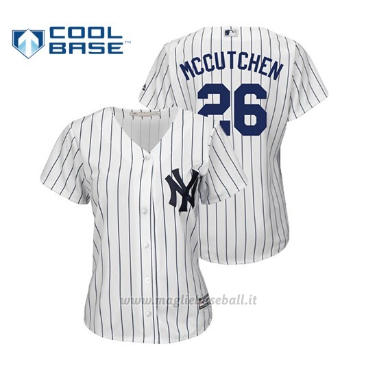 Maglia Baseball Donna New York Yankees Andrew Mccutchen Cool Base Majestic 1ªBianco